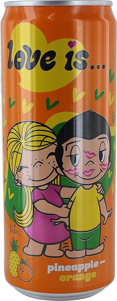 Refreshing carbonated drink "Love is" 0.33ml Pineapple & orange