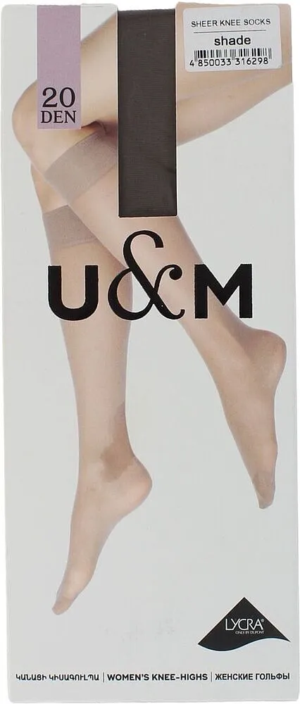 Knee -high stockings "U&M 20 Den" Shade
