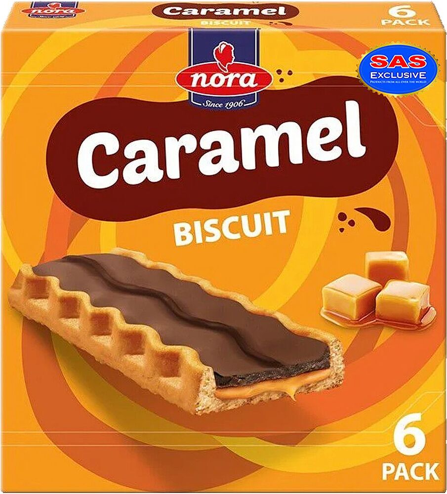 Թխվածքաբլիթ կարամելի կրեմով և շոկոլադով «Nora Caramel» 6*25գ
