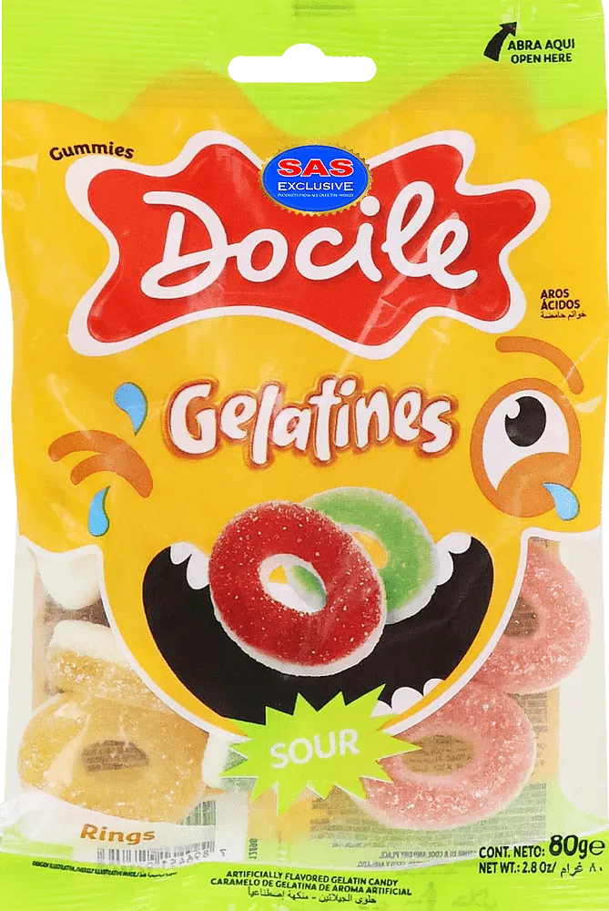 Jelly candies "Docile Gelatines Sour Rings" 80g
