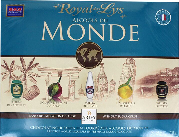 Набор шоколадных конфет "Abtey Alcools du Monde" 250г