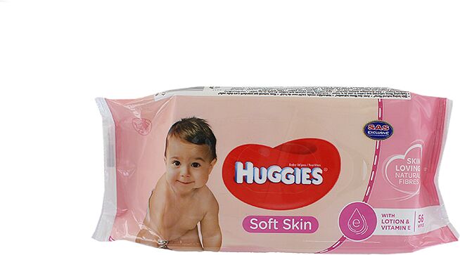Անձեռոցիկ խոնավ «Huggies Soft Skin» 56հատ
