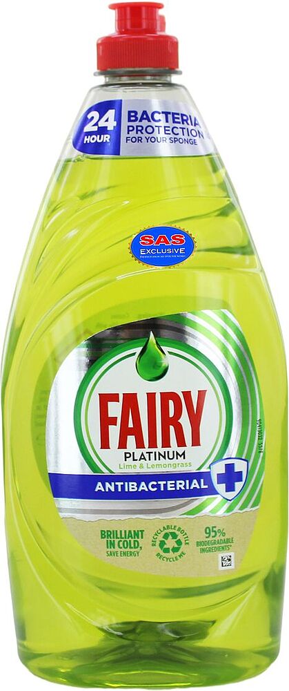 Dishwashing liquid "Fairy Platinum Antibacterial" 820ml

