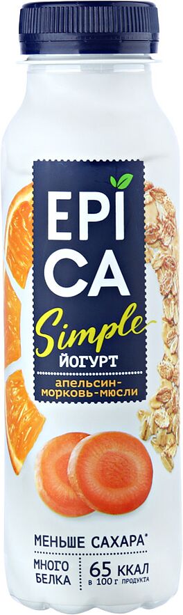 Drinking yoghurt with orange, carrot and muesli "Epica Simple" 290գ, richness: 1.2%