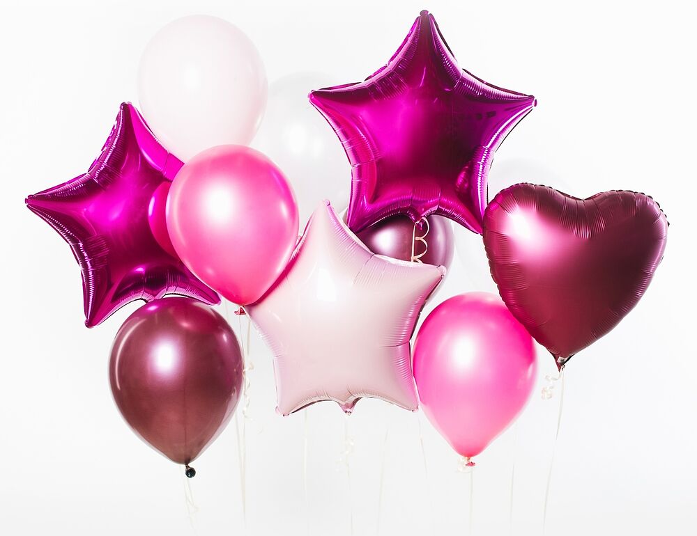 Helium gas Balloons, khrom, heart, stars 9 pcs