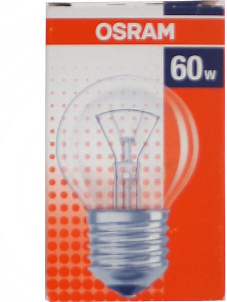  Лампа электрическая "Osram"  classic P, CL60, E27, 240V,  60w, 640 lm,  прозрачная 