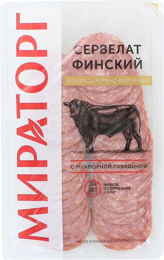 Երշիկ սերվելատ եփած ապխտած, կտրատած «Мираторг Финский» 100գ


