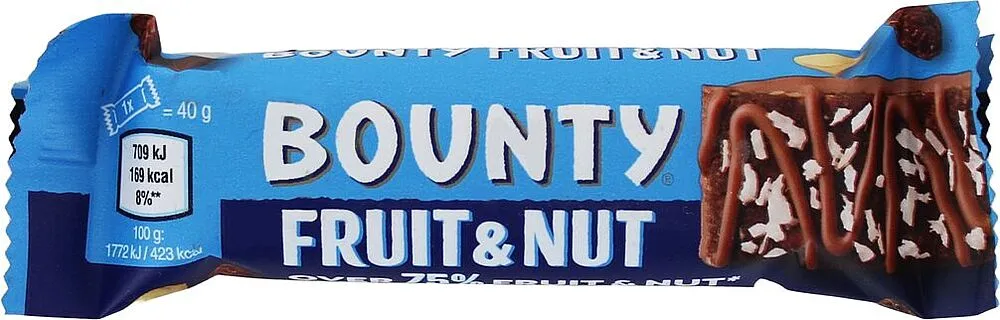 Chocolate stick with nuts & fruits "Bounty Triple Treat" 40g
