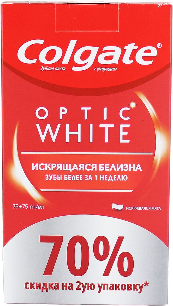 Зубная паста "Colgate Optic White" 2*75мл