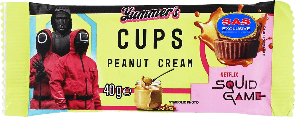 Chocolate candies "Yummer’s Cups Peanut Cream Squid Game" 40g