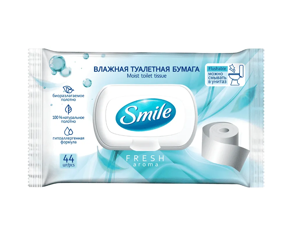 Զուգարանի թուղթ խոնավ «Smile» 44 հատ
