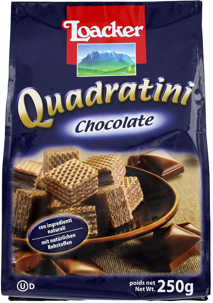 Վաֆլի՝ շոկոլադե միջուկով «Loacker Quadratini Chocolate» 250գ  