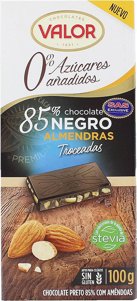 Շոկոլադե սալիկ դառը՝ նուշով «Valor» 100գ
