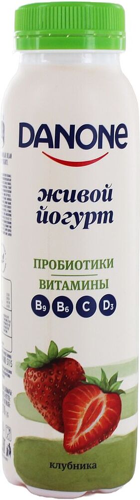 Йогурт питьевой с клубникой "Danone" 270г, жирность: 1.2%
