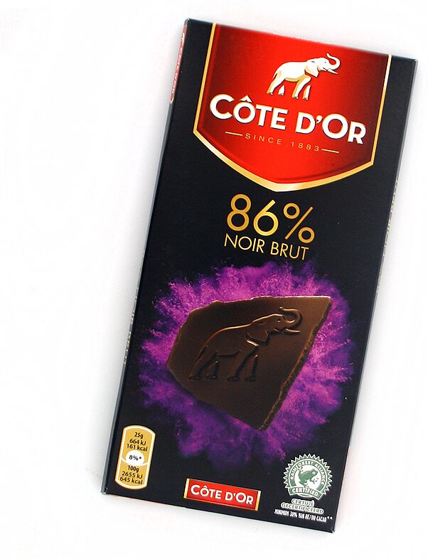 Chocolate bar  "Côte D'Or 86% Noir Brut" 100g