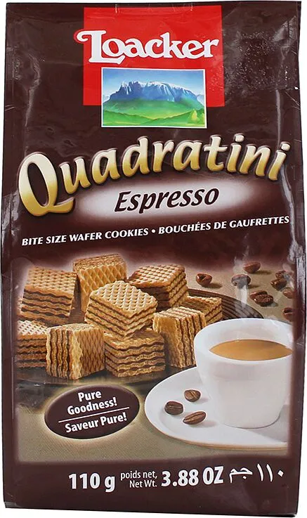 Wafer with espresso filling "Loacker Quadratini Espresso" 110g