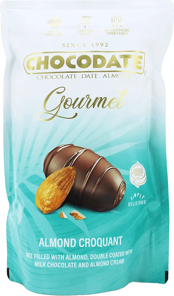 Date in chocolate "Chocodate Gourmet Almond Croquant" 150g

