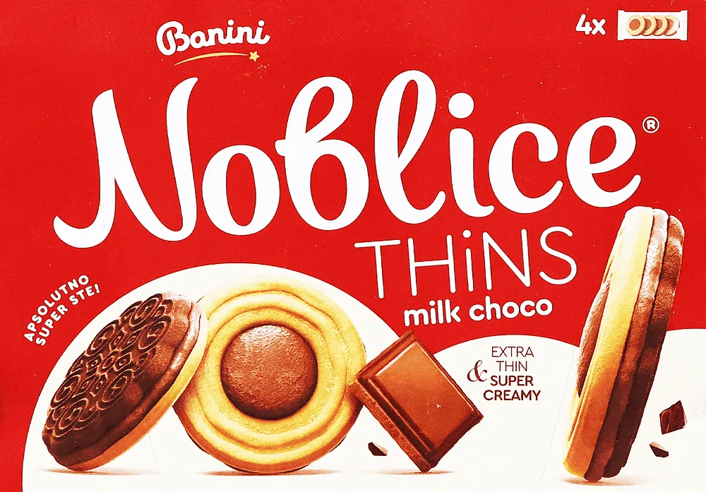 Cookies with chocolate "Banini Noblice Thins Milk & Choco" 170g
