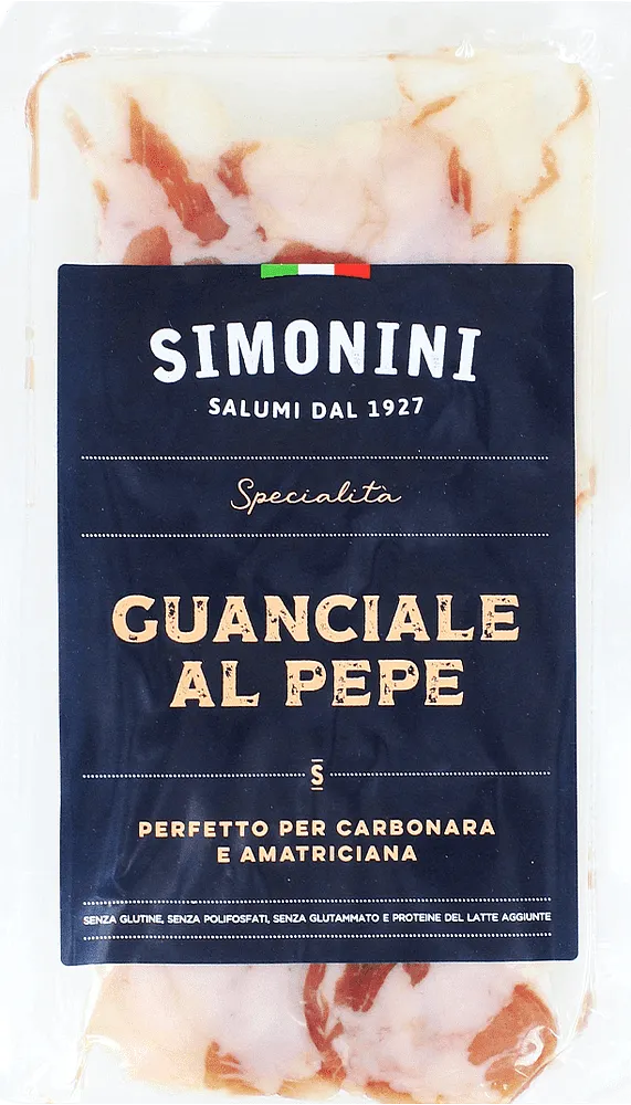 Sliced bacon with pepper "Simonini Guanciale Al Pepe" 100g