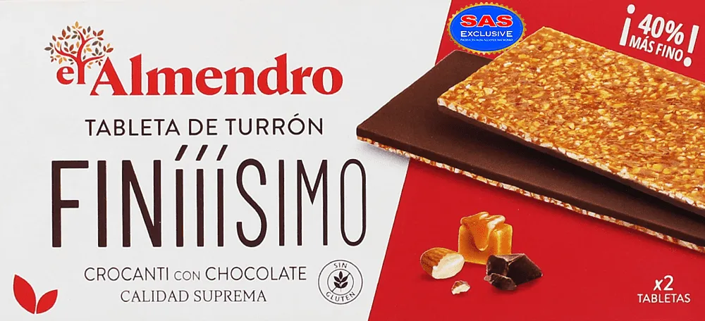 Chocolate Turron with Almonds "El Almendro Finiisimo" 180g