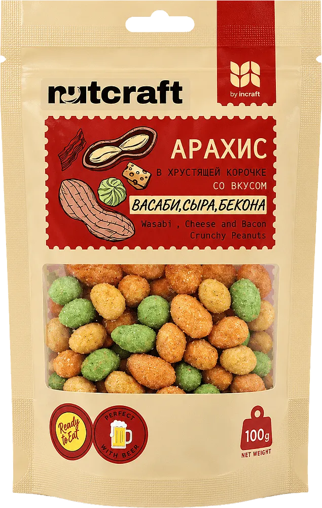 Peanuts with wasabi, cheese & bacon "Nutcraft" 100g