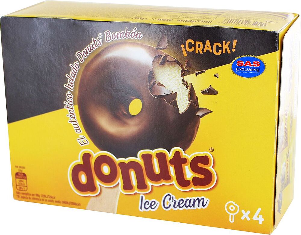 Պաղպաղակ շոկոլադապատ «Donuts» 4*50գ
