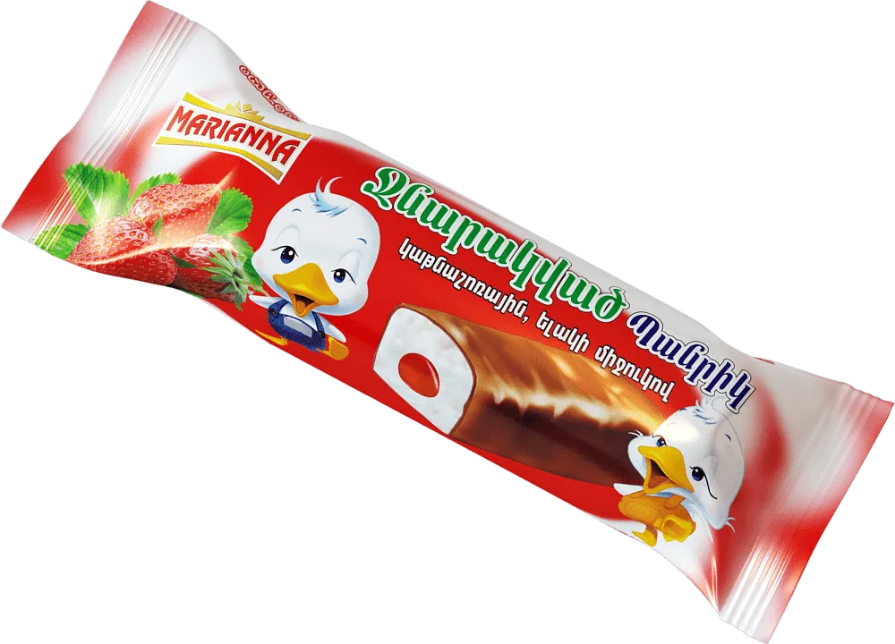 Glazed curd with strawberry filling "Marianna" 40g, richness: 23% 