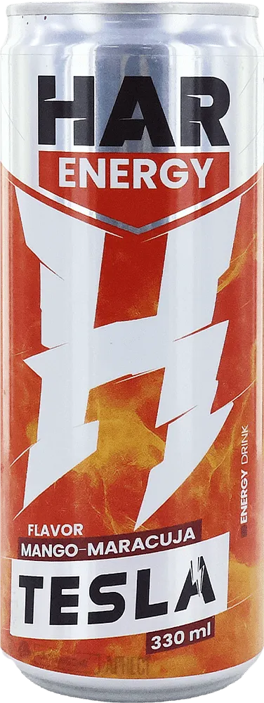 Mango & passion fruit flavored energy carbonated drink "Har Tesla Mango Maracuja" 330ml
