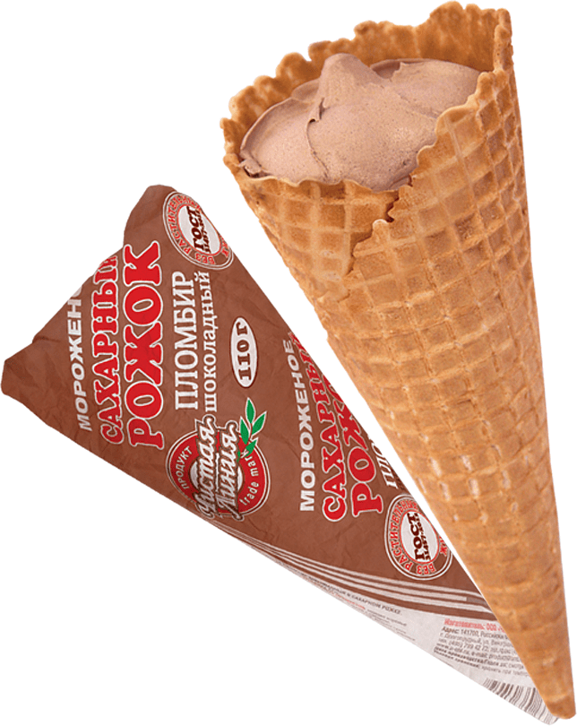 Мороженое шоколадное "Чистая Линия Сахарный Рожок" 110г 