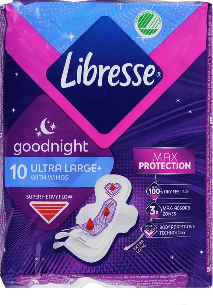Sanitary towels "Libresse Invisible Goodnight" 10 pcs