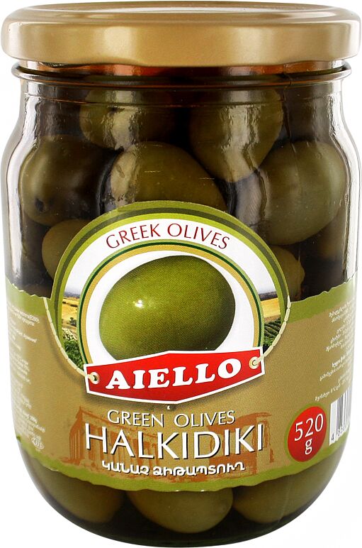 Оливки зеленые с косточкой ''Aiello Halkidiki'' 520г
