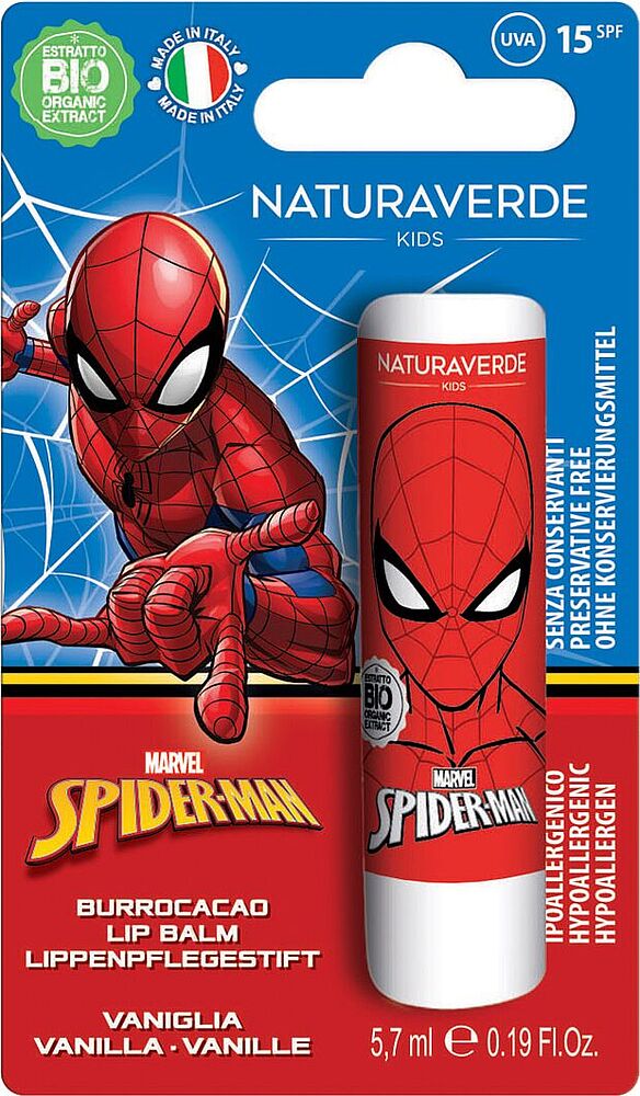 Lip balm for children "Naturaverde Bio Spiderman" 5.7ml