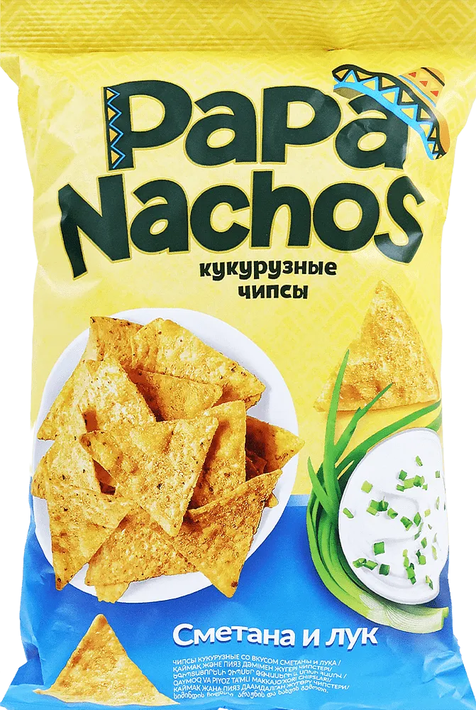 Chips with sour cream & onion flavor "Papa Nachos Sour Cream & Onions" 150g
