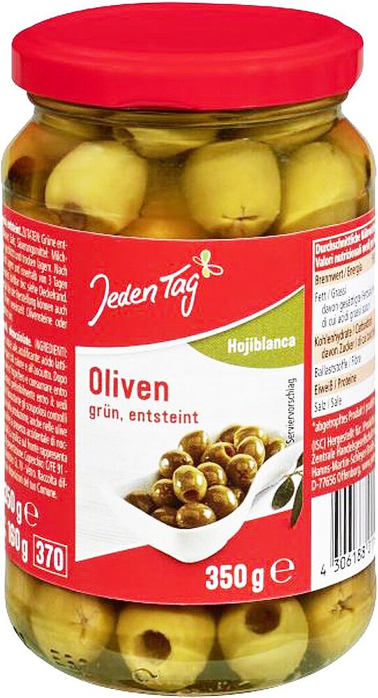 Green pitted olives "Jeden Tag" 350g
