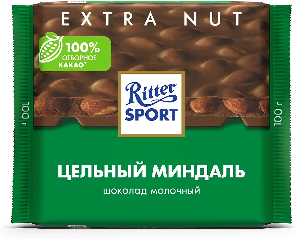 Шоколадная плитка с миндалем "Ritter Sport Extra Nut" 100г