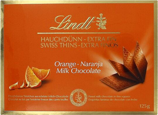 Շոկոլադե սալիկ նարնջով «Lindt Hauchdunn - Extra Fin» 125գ 