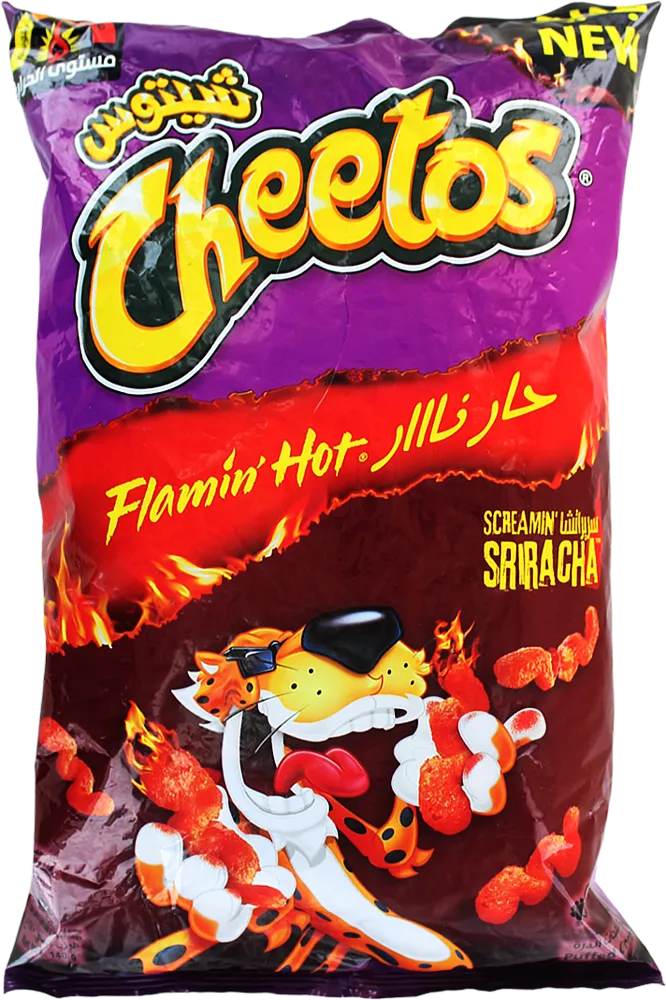 Chips with spicy sriracha sauce flavor "Cheetos Flamin' Hot Sriracha" 140g