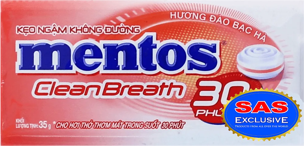 Breath freshening peach flavor candy "Mentos" 35g
