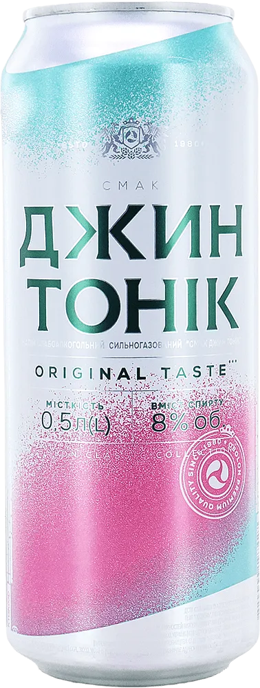 Light alcoholic drink "Obolon Smak Gin Tonic" 0.5l
