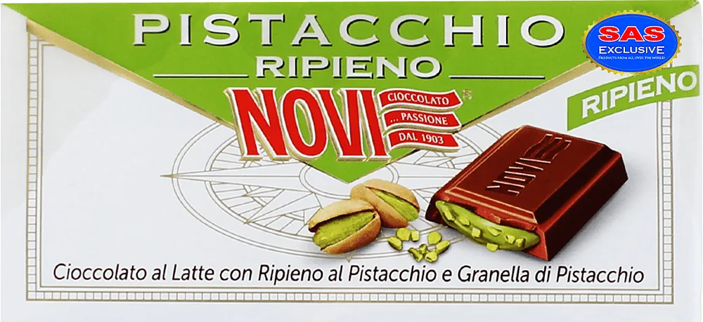 Chocolate bar with with pistachio filling & pistachio "Novi Pistacchio Ripieno" 105g
