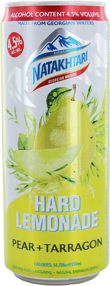 Light alcoholic drink "Natakhtari Hard Lemonade" 0.33l Pear & Tarragon
