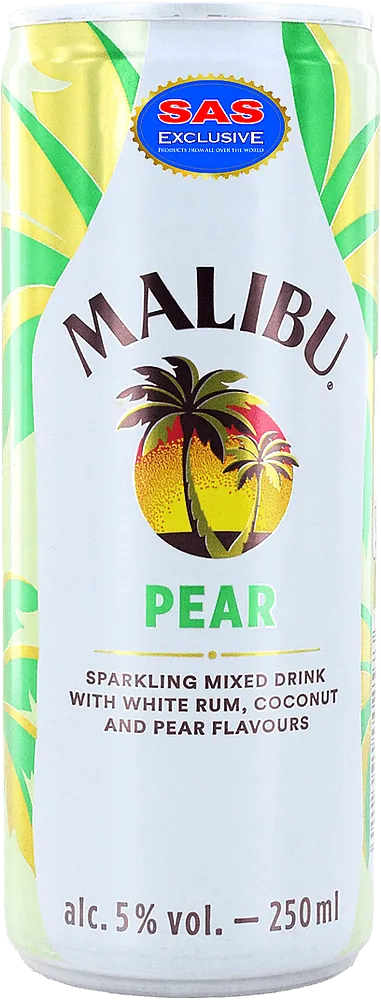 Alcoholic drink with coconut & pear flavour "Malibu Pear" 250ml
