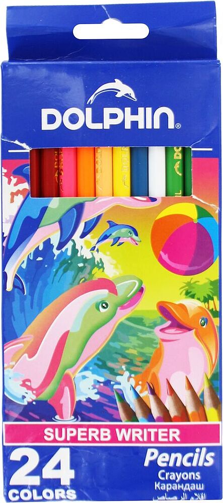 Карандаши цветные "Dolphin" 24 шт