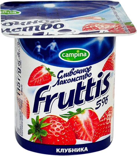 Յոգուրտային արտադրանք արտադրանք ելակով «Campina Fruttis» 115գ,  յուղայնությունը` 5%