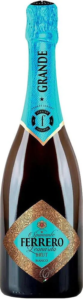 Вино игристое "Ferrero Leonardo Brut Bianco" 0.75л 