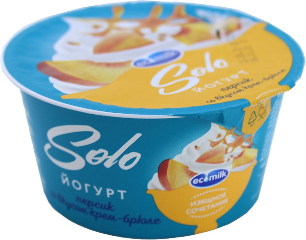 Yoghurt with peach & creme brulee "Ecomilk Solo" 130g, richness: 4.2%