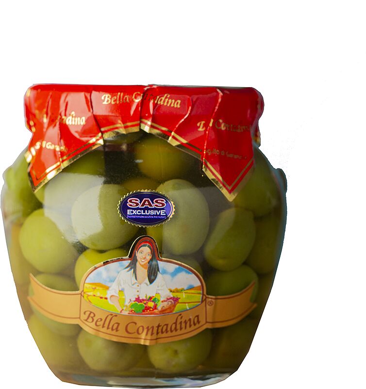 Оливки зеленые с косточкой "Bella Contadina" 580мл 
