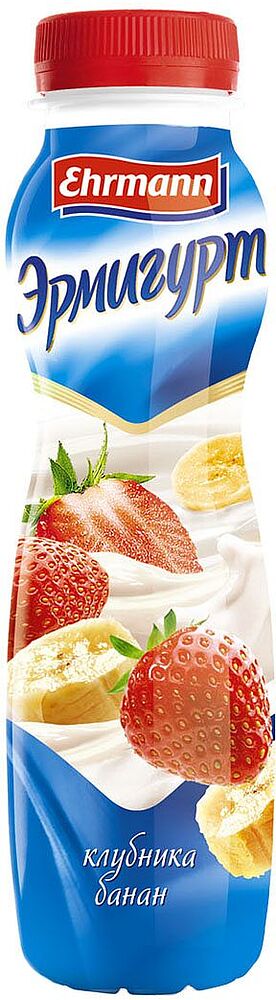 Drinking yoghurt product with strawberry and banana 