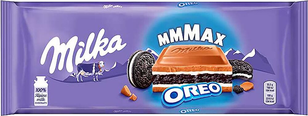 Шоколадная плитка с печеньем и ванильной начинкой "Milka Mmmax Oreo" 300г