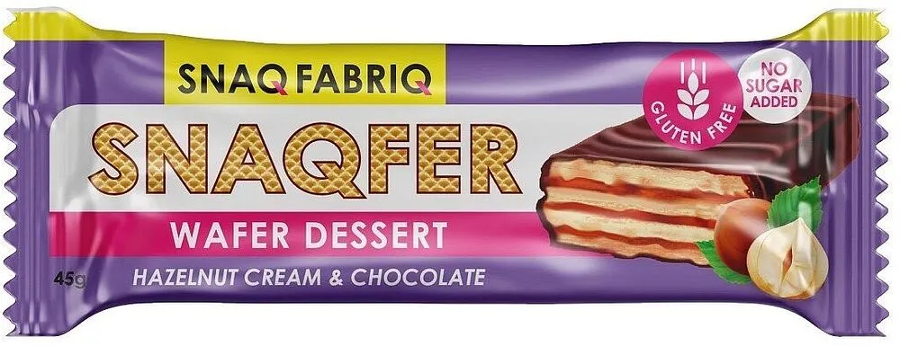 Protein bar with hazelnut cream & chocolate "Snaq Fabriq Snaqfer wafer" 45g
